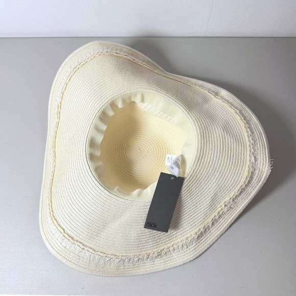 NWT New NORDSTROM RACK Womens Ivory Straw Rollable Packable Wide‎ Brim Sun Hat - Picture 4 of 9